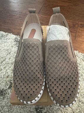 Lady’s  ILSE JACOBSON  Laser-Cut Slip-On Loafers in Taupe